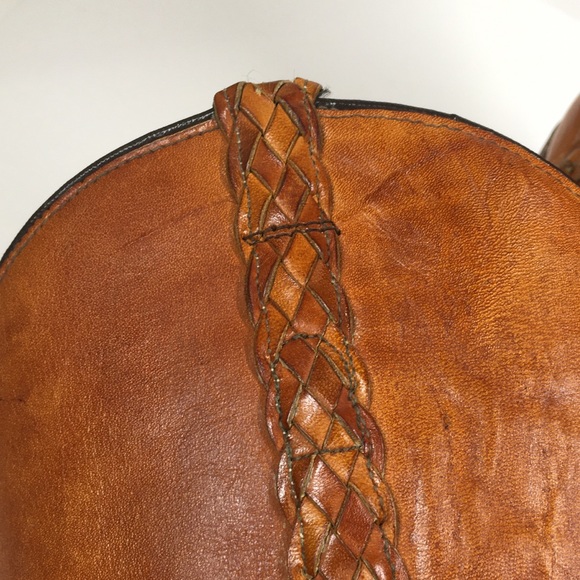 CAPEZIO True Vintage 70’s Yellow Golden Tan Leather Western Boho Tall Boot - Picture 9 of 16